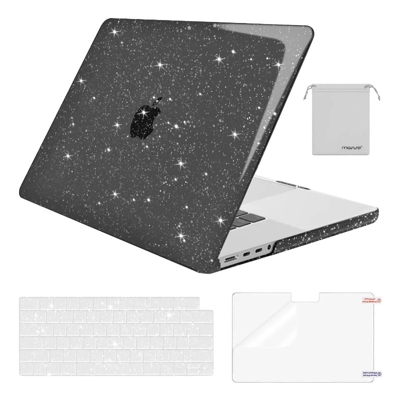 MOSISO Compatible with MacBook Pro 16 inch Case M5 2026 M4 2025 M3 M2 M1 2024-2021 A3429 A3428 A3403 A3186 A2991 A2780 A2485 Pro Max, Sparkly Glitter Shell&Keyboard Cover&Screen Film&Pouch