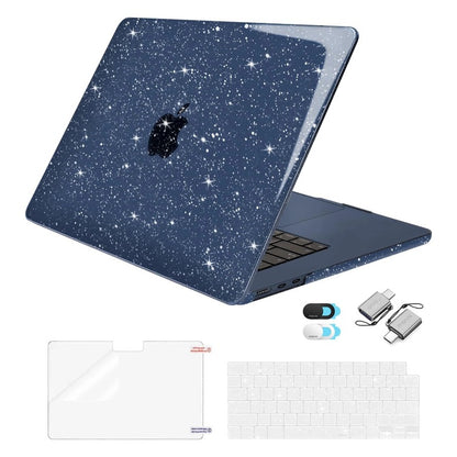 MOSISO Compatible with MacBook Air 15 inch Case M5-M2 2026-2023 A3448 A3241 A3114 A2941, Sparkly Glitter Plastic Hard Shell&Keyboard Cover&Screen Film&Webcam Cover&Type C