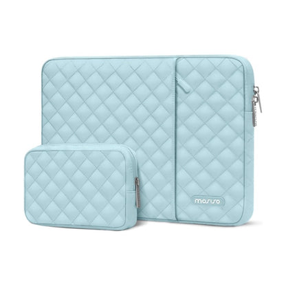 MOSISO Square Diamond Quilted Vertical Laptop Sleeve Set with Front Pocket & Matching Small Case, Fits 13–16 Inch MacBook Air Pro HP Dell Acer ASUS Lenovo Notebook