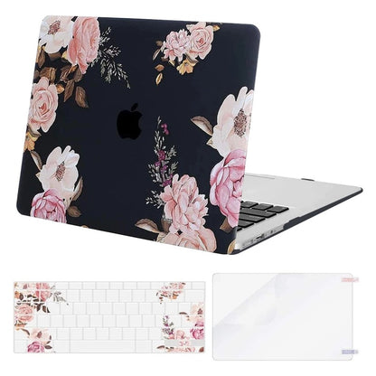 MOSISO Compatible with MacBook Air 13 inch Case (A1369 & A1466, Older Version 2010-2017 Release), Plastic Peony Hard Shell Case & Keyboard Cover & Screen Protector