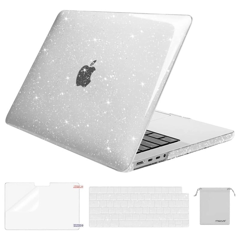MOSISO Compatible with MacBook Pro 14 inch Case M5 2026 M4 M3 M2 M1 2025-2021 A3427 A3426 A3434 A3112 A3185 A3401 A2918 A2992 A2779 A2442, 4 in 1 Kit Sparkly Glitter Hard Shell