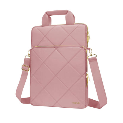 MOSISO Vertical Laptop Shoulder Bag,Computer Bag,Rhombus Quilted Messenger Bag with Front Pocket&Handle&Belt iMosiso