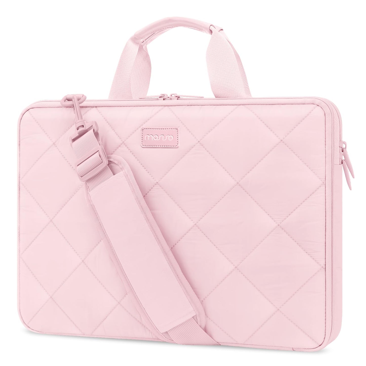 MOSISO 360 Protective Laptop Shoulder Bag, 13-15.6 inch Double Layer Fluffy Padded Laptop Bag with Anti-theft Zipper Compatible with MacBook Pro 16 inch, HP, Dell, Lenovo, Asus Notebook, Sand iMosiso