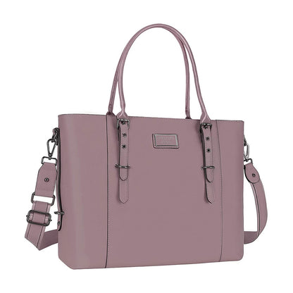 MOSISO PU Leather Laptop Tote Bag for Women, Waterproof Large Capacity Business Work Briefcase Shoulder Laptop Bag