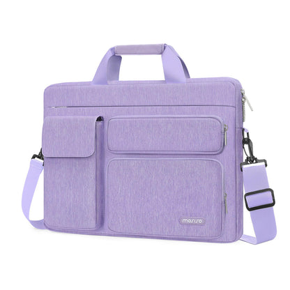 MOSISO Laptop Shoulder Bag, 13-17.3 Inch Notebook Case with 2 Raised & 1 Flapover Horizontal Pockets, Handle & Luggage Strap Fits MacBook Air Pro HP Dell Asus Lenovo