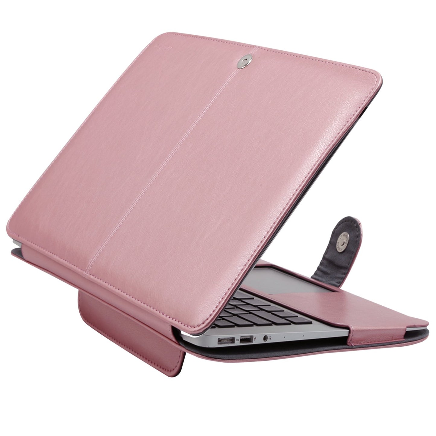 MOSISO Compatible with MacBook Air 13 inch Case A1369 A1466 Older Version 2010-2017 Release, PU Leather Case Portfolio Protective Stand Cover Sleeve, Rose Gold
