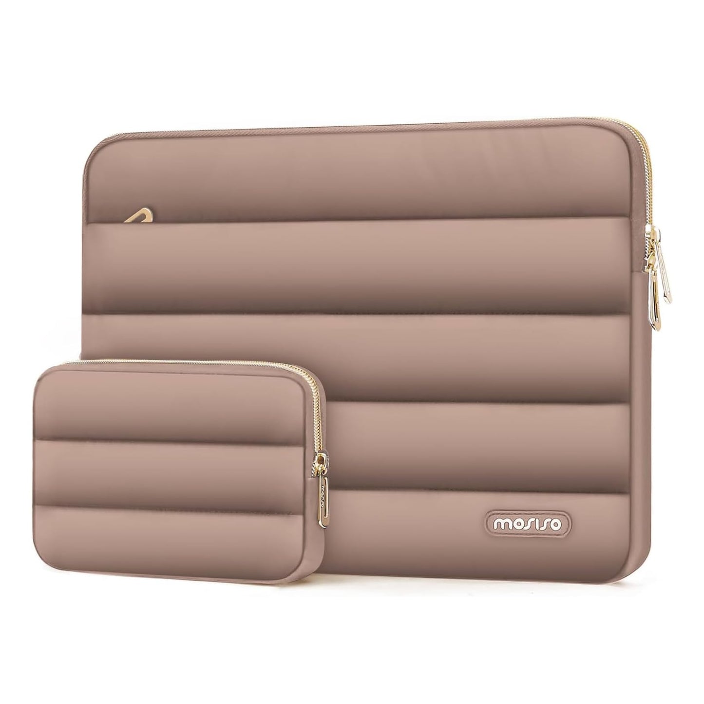 MOSISO 12.9 inch Tablet Sleeve Case for iPad Pro 13 M4 & iPad Air 13 M3 M2, iPad Pro 12.9 M2 M1 6/5th with Magic Keyboard&Smart Keyboard Folio, Puffy Horizontal Bag with Small Case, Sand