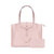 MOSISO Laptop Tote Bag for Women, 15.6 inch PU Leather Work Laptop Bag with Flap Buckle & Clutch Purse, Large Capacity Computer Shoulder Handbag for Casual Business Travel, Pink