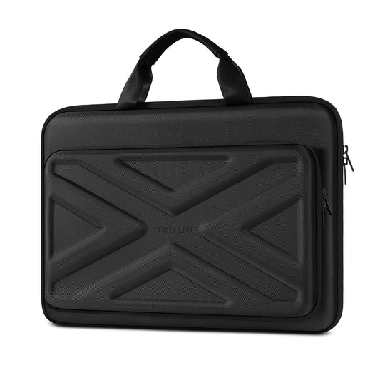 MOSISO 13-17.3 & 14 inch Laptop Hard Case, Shockproof Waterproof | Compatible with MacBook HP Dell | Carrying Sleeve Computer Bag | with Sturdy Handle & Front Pocket & Belt | Navy Blue