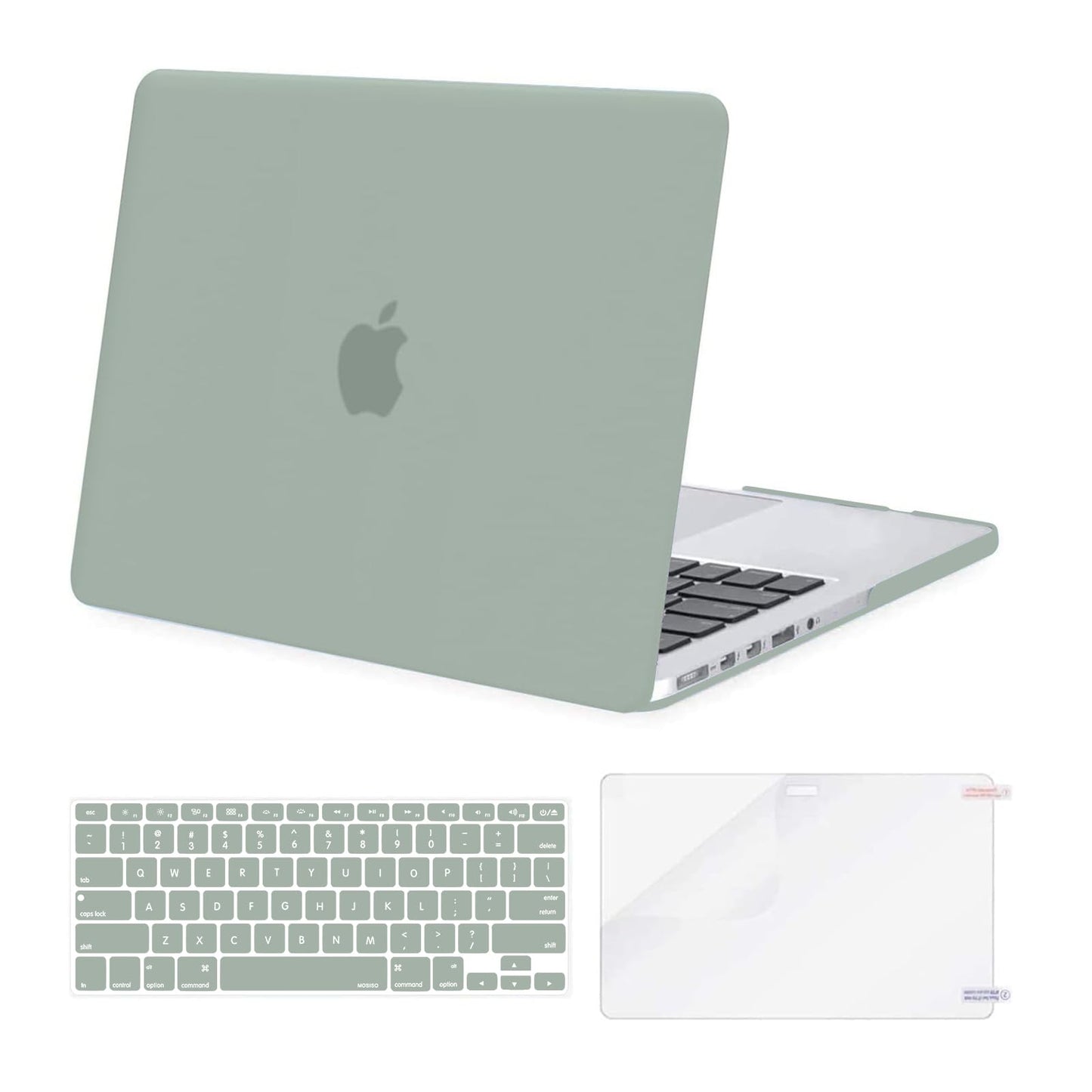MOSISO Case Only Compatible with MacBook Pro Retina 13 inch (Models: A1502 & A1425) (Older Version Release 2015 - end 2012), Plastic Hard Shell Case & Keyboard Cover & Screen Protector, Midnight Green