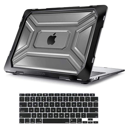 MOSISO Compatible with MacBook Air 13 inch Case 2022 2021 2020 Release A2337 M1 A2179 with Retina Display Touch ID, Heavy Duty Plastic Hard Shell Case with TPU Bumper & Keyboard Cover, Black