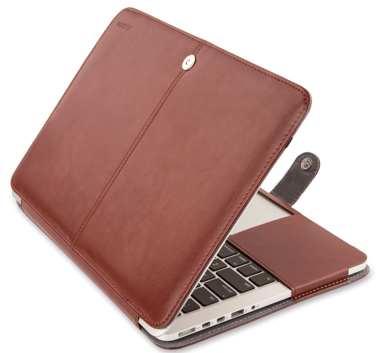 MOSISO Compatible with MacBook Pro Retina 13 inch Case A1502 A1425 2015-2012 Release, PU Leather Portfolio Protective Stand Cover Sleeve, Brown