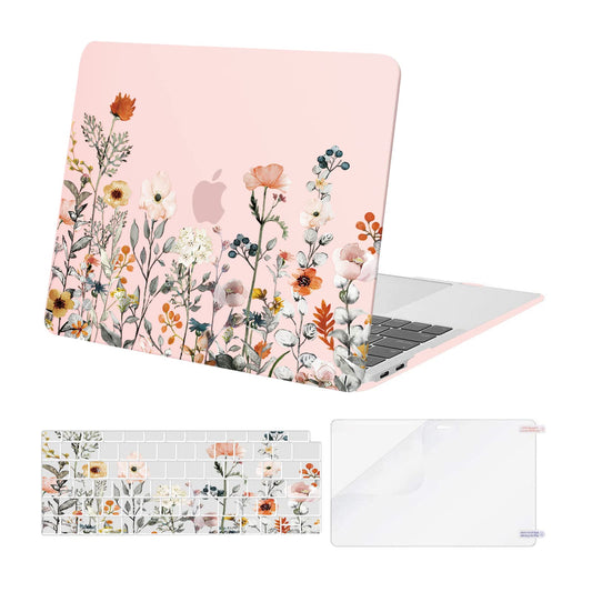 MOSISO Compatible with MacBook Air 13 inch Case 2022 2021 2020 2019 2018 Release A2337 M1 A2179 A1932 Retina Display, Plastic Garden Flowers Hard Shell&Keyboard Cover&Screen Protector, Transparent