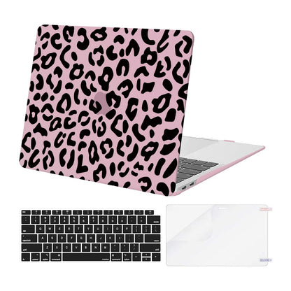MOSISO Compatible with MacBook Air 13 inch Case 2022 2021 2020 2019 2018 Release A2337 M1 A2179 A1932 Retina Display, Plastic Leopard Grain Hard Shell Case&Keyboard Cover&Screen Protector, Black