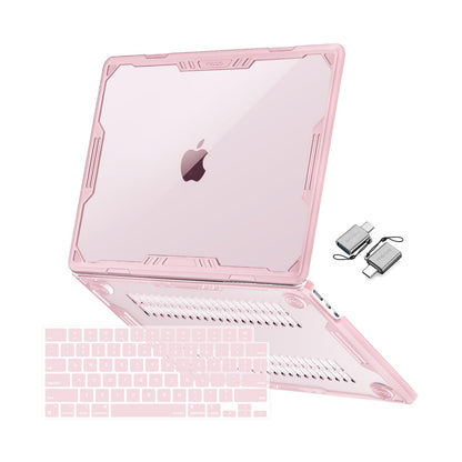 MOSISO Compatible with MacBook Air 13 inch Case 2025-2022 M4 A3240 M3 A3113 M2 A2681, Symmetric Geometric Heavy Duty Hard Case with TPU Bumper&Keyboard Skin&Type C for MacBook Air 13.6, Black