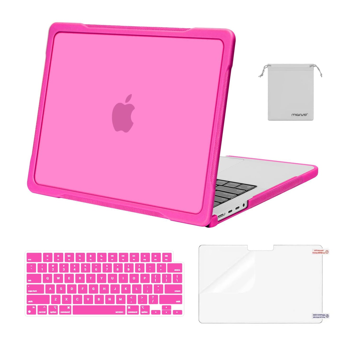 MOSISO Compatible with MacBook Pro 14 inch Case 2025-2021 M4 M3 M2 M1 A3112 A3185 A3401 A2918 A2992 A2779 A2442, Soft TPU Bumper Anti-Scratch Hard Case&Keyboard Skin&Screen Film&Pouch, Black