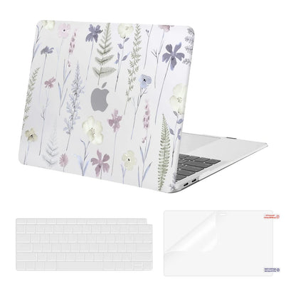 MOSISO Compatible with MacBook Air 13 inch Case 2022 2021 2020 2019 2018 A2337 M1 A2179 A1932, Plastic Meadow Floral Hard Shell&Keyboard Cover&Screen Film for MacBook Air 13.3 inch Case, Transparent