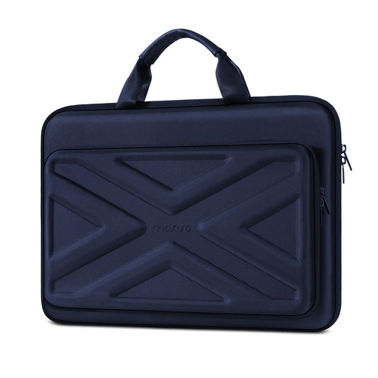 MOSISO 13-17.3 & 14 inch Laptop Hard Case, Shockproof Waterproof | Compatible with MacBook HP Dell | Carrying Sleeve Computer Bag | with Sturdy Handle & Front Pocket & Belt | Navy Blue