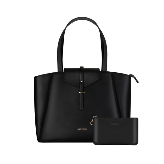 MOSISO Laptop Tote Bag for Women, 15.6 inch PU Leather Work Laptop Bag with Flap Buckle & Clutch Purse, Large Capacity Computer Shoulder Handbag for Casual Business Travel, Pink