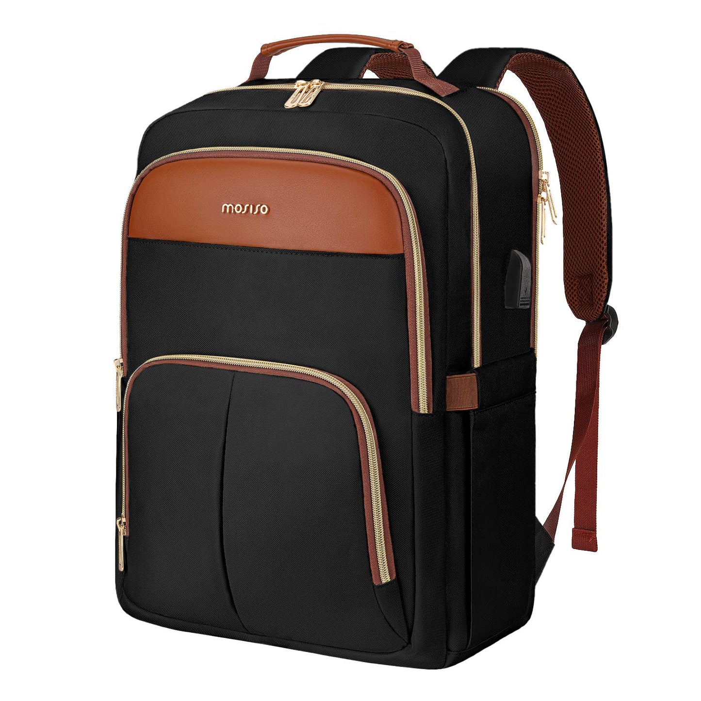 MOSISO Laptop Backpack for Women, 15.6 inch Laptop Bag with USB Charging Port&Front Pocket, Carry on Computer Bag Travel Backpack Casual Daypack for Office College Work Business, Beige iMosiso