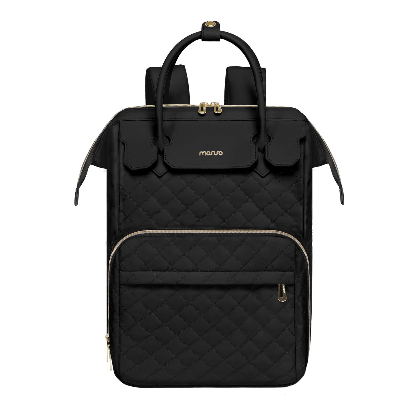 MOSISO Laptop Backpack for Women Men, 15-15.6 inch Rhombus Quilted Flight Approved Travel Backpack with PU Handle, 16 inch Carry on Daypack with USB Port for College Work Business, Beige iMosiso