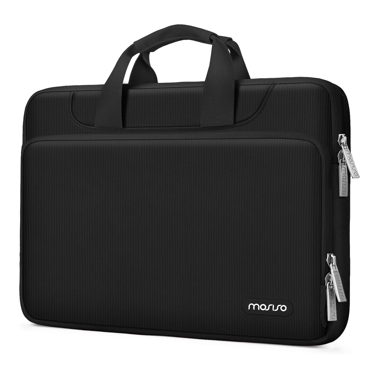 MOSISO 360 Protective Laptop Sleeve for MacBook Air/Pro 13-16 inch | Compatible with MacBook Pro 14 inch M4 M3 M2 M1 2024-2021 | Matching Color Sleeve Bag with Belt | Black