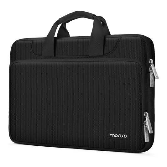 MOSISO 360 Protective Laptop Sleeve for MacBook Air/Pro 13-16 inch | Compatible with MacBook Pro 14 inch M4 M3 M2 M1 2024-2021 | Matching Color Sleeve Bag with Belt | Black