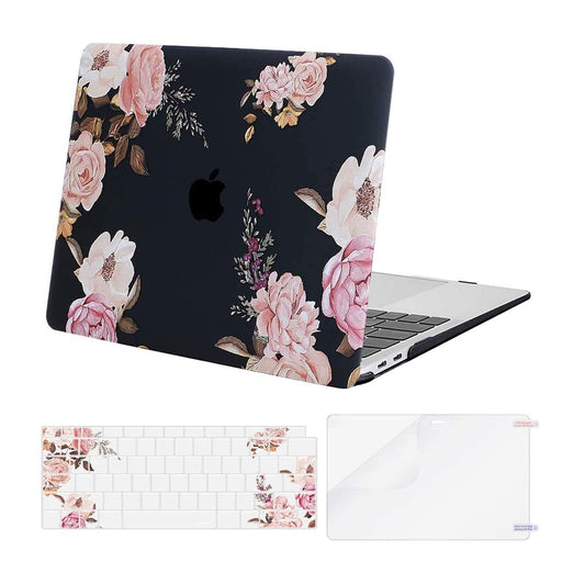 MOSISO Compatible with MacBook Air 13 inch Case 2022 2021 2020 2019 2018 Release A2337 M1 A2179 A1932, Plastic Peony Hard Shell&Keyboard Cover&Screen Protector for MacBook Air 13.3 inch, Transparent