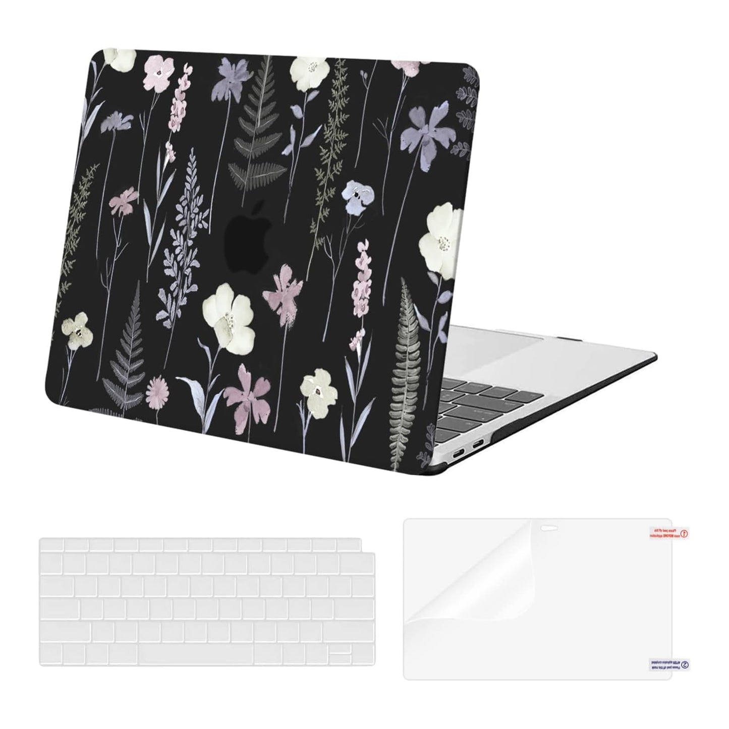 MOSISO Compatible with MacBook Air 13 inch Case 2022 2021 2020 2019 2018 A2337 M1 A2179 A1932, Plastic Meadow Floral Hard Shell&Keyboard Cover&Screen Film for MacBook Air 13.3 inch Case, Transparent