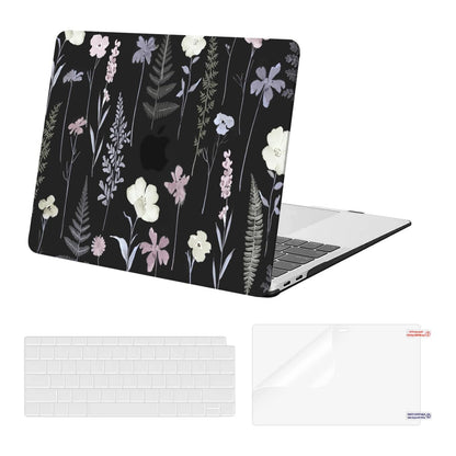 MOSISO Compatible with MacBook Air 13 inch Case 2022 2021 2020 2019 2018 A2337 M1 A2179 A1932, Plastic Meadow Floral Hard Shell&Keyboard Cover&Screen Film for MacBook Air 13.3 inch Case, Transparent