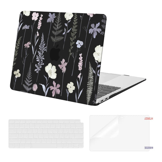 MOSISO Compatible with MacBook Air 13 inch Case 2022 2021 2020 2019 2018 A2337 M1 A2179 A1932, Plastic Meadow Floral Hard Shell&Keyboard Cover&Screen Film for MacBook Air 13.3 inch Case, Transparent