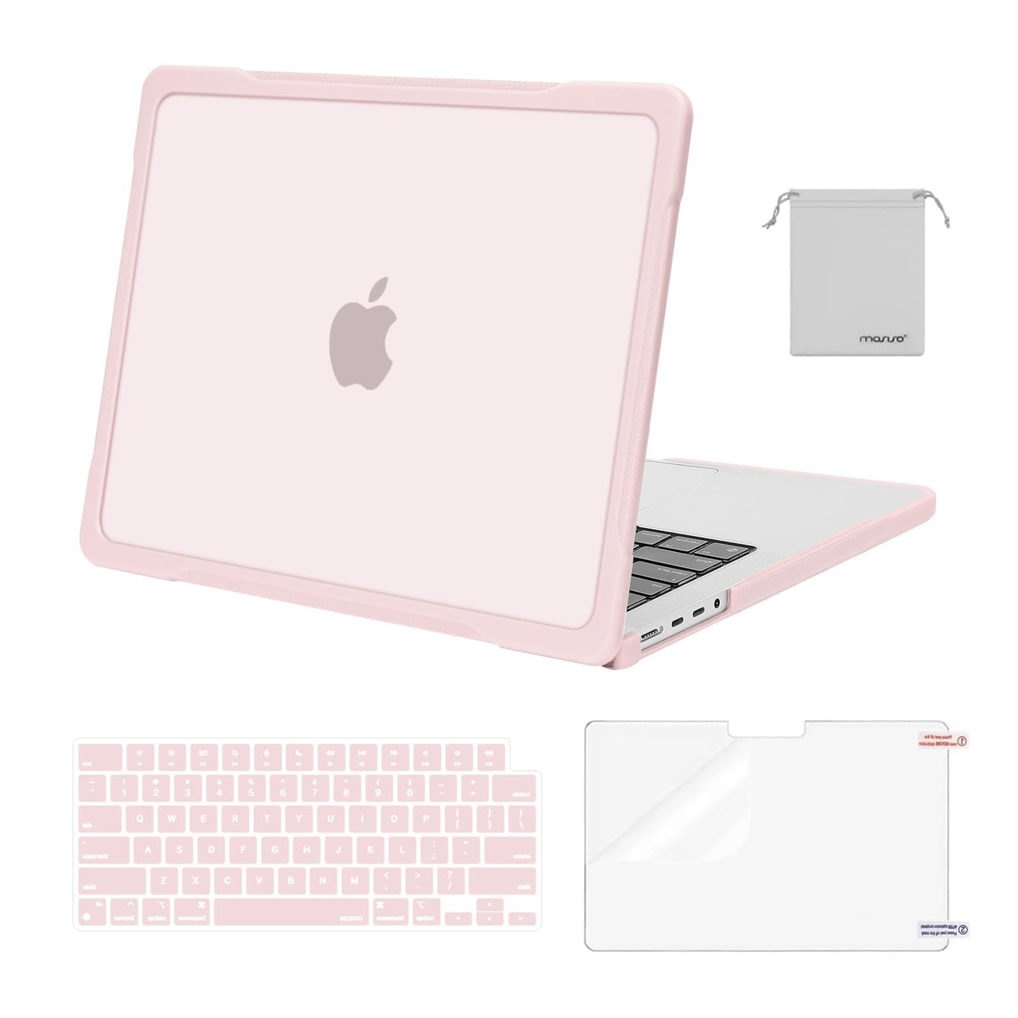 MOSISO Compatible with MacBook Pro 14 inch Case 2025-2021 M4 M3 M2 M1 A3112 A3185 A3401 A2918 A2992 A2779 A2442, Soft TPU Bumper Anti-Scratch Hard Case&Keyboard Skin&Screen Film&Pouch, Black