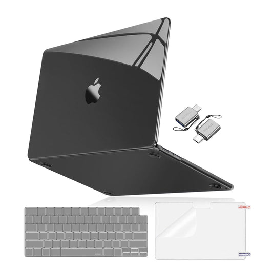 MOSISO Compatible with MacBook Air 15 inch Case 2025 2024 2023 Release M4 A3241 M3 A3114 M2 A2941, Surpass Natural Beauty Plastic Hard Shell Case&Keyboard Cover&Screen Film&Type C, Crystal Black