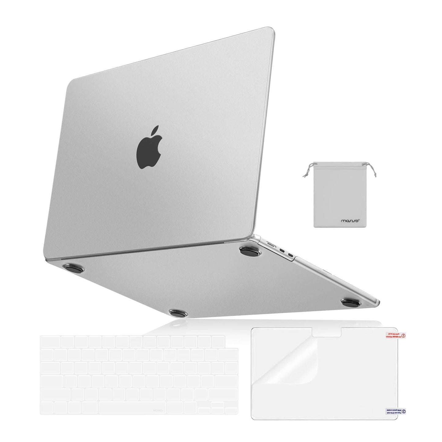 MOSISO Compatible with MacBook Air 13 inch Case 2025 2024 2023 2022 M4 A3240 M3 A3113 M2 A2681, Ultra-Thin Natural Original Hard Shell&Matching Color Keyboard Cover&Screen Film&Pouch, Starlight Clear