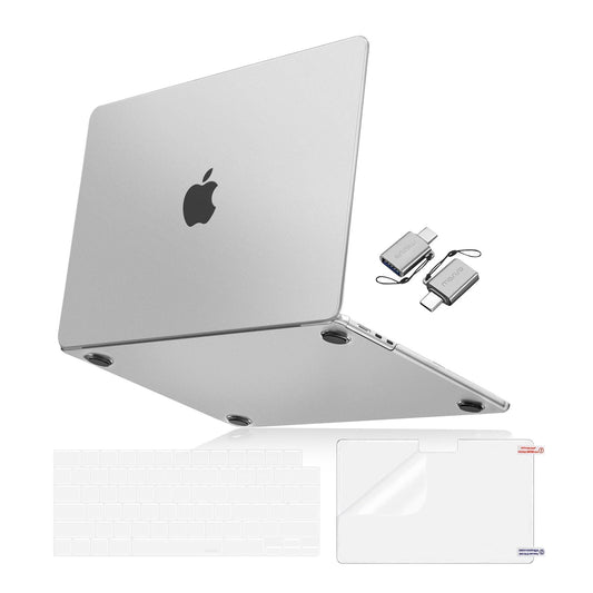 MOSISO Compatible with MacBook Air 15 inch Case 2025 2024 2023 Release M4 A3241 M3 A3114 M2 A2941,Ultra-Thin Natural Original Plastic Hard Shell Case&Keyboard Cover&Screen Film&Type C,Frost Clear