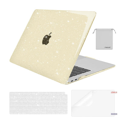 MOSISO Compatible with MacBook Air 13 inch Case 2022 2021 2020 2019 2018 A2337 M1 A2179 A1932, Glitter Plastic Hard Shell&Keyboard Cover&Screen Film&Storage Bag for MacBook Air 13 inch, Transparent