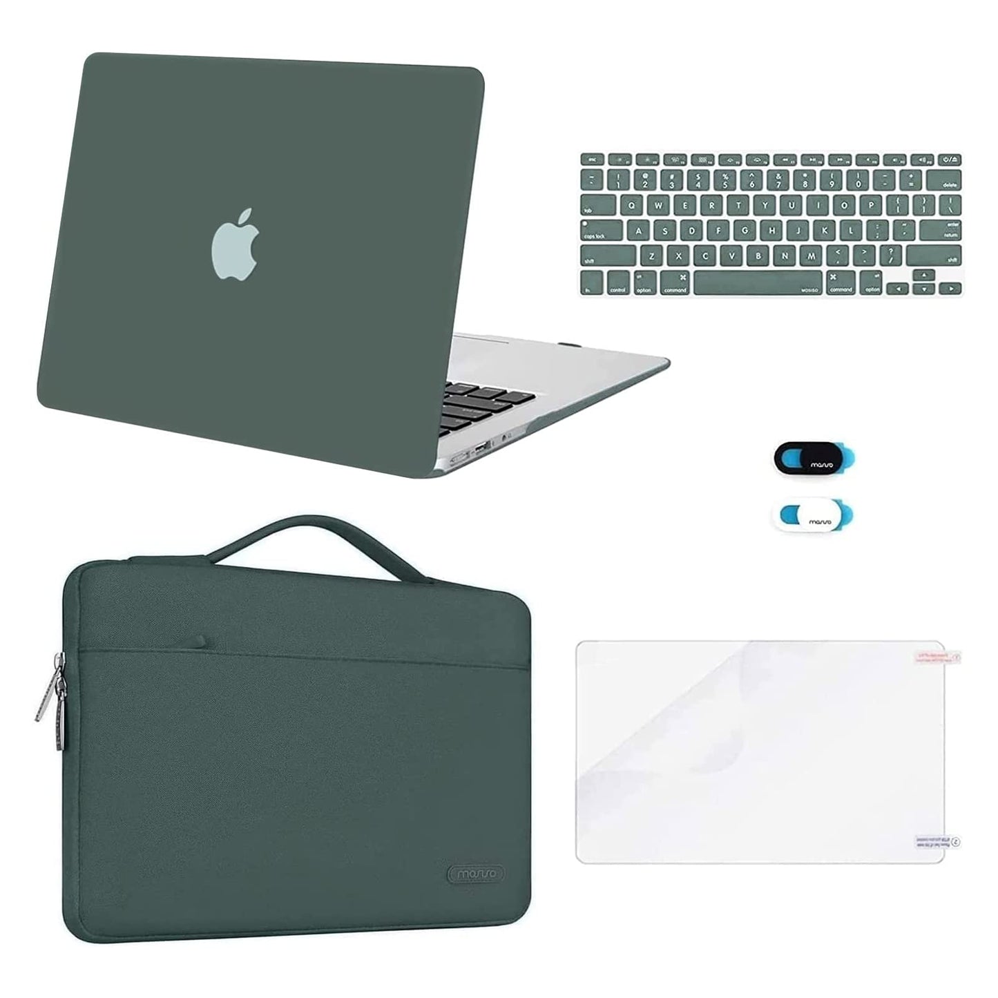 MOSISO Compatible with MacBook Air 13 inch Case (A1369 A1466, Older Version 2010-2017 Release), Plastic Hard Shell Case & Sleeve Bag & Keyboard Cover & Webcam Cover & Screen Protector, Rose Quartz