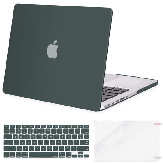 MOSISO Case Only Compatible with MacBook Pro Retina 13 inch (Models: A1502 & A1425) (Older Version Release 2015 - end 2012), Plastic Hard Shell Case & Keyboard Cover & Screen Protector, Midnight Green