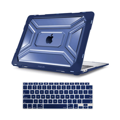 MOSISO Compatible with MacBook Air 13 inch Case 2022 2021 2020 Release A2337 M1 A2179 with Retina Display Touch ID, Heavy Duty Plastic Hard Shell Case with TPU Bumper & Keyboard Cover, Black