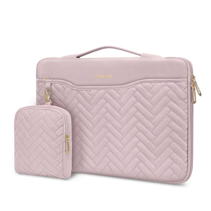 MOSISO Herringbone Quilted 360 Protective Laptop Sleeve Set with Handle & Luggage Strap, Fits 13–14 Inch MacBook Neo Air Pro HP Dell Notebook