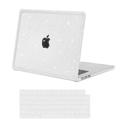 MOSISO Compatible with MacBook Air 15 inch Case 2025 2024 2023 M4 A3241 M3 A3114 M2 A2941,Anti-Cracking&Anti-Fingerprint Heavy Duty Glitter Plastic Hard Case with TPU Bumper&Keyboard Cover, Pink