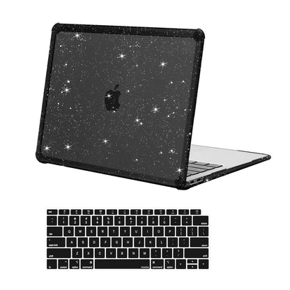 MOSISO Compatible with MacBook Air 13 inch Case 2022-2018 Release A2337 M1 A2179 A1932, Anti-Cracking&Anti-Fingerprint Heavy Duty Glitter Plastic Hard Case with TPU Bumper&Keyboard Cover, Pink