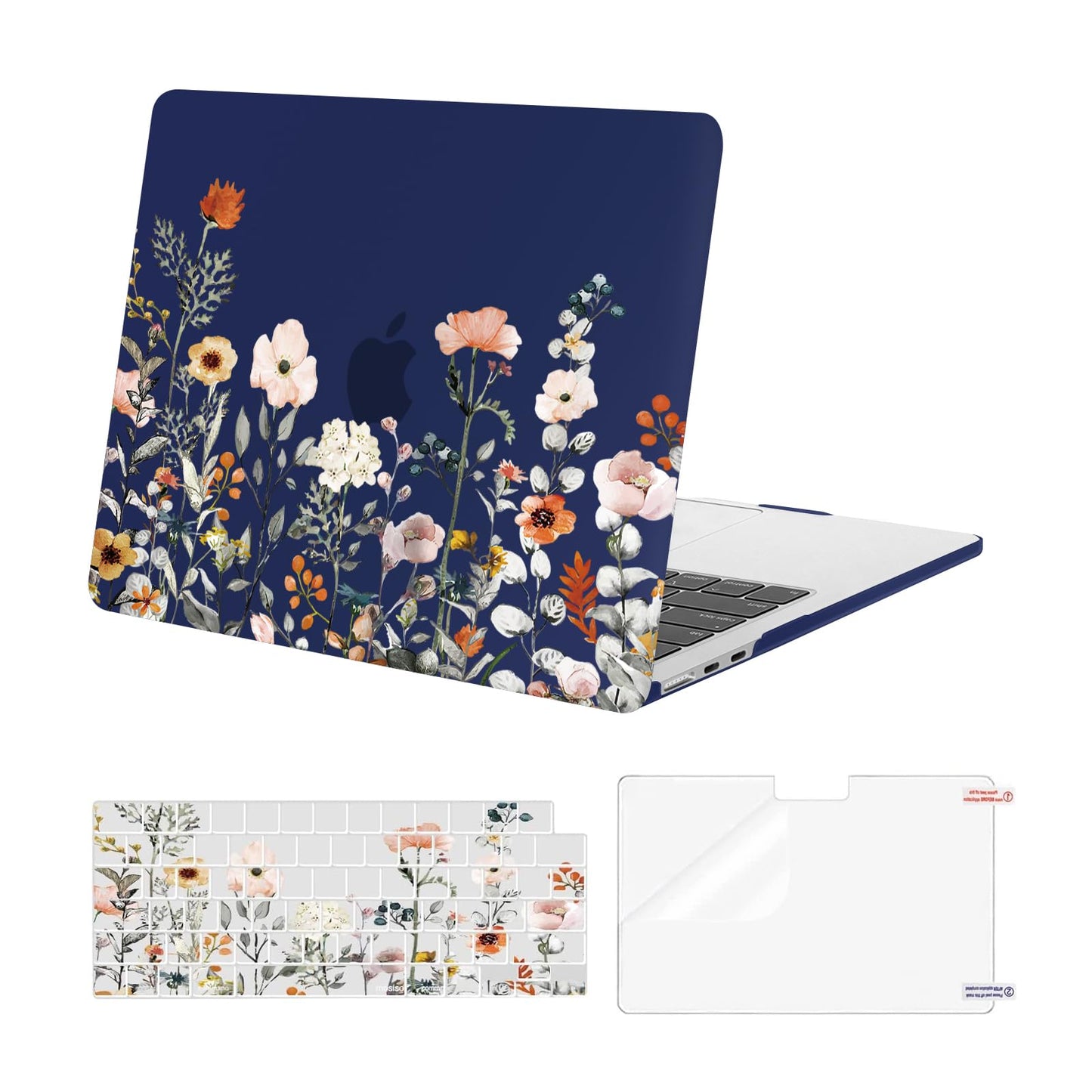 MOSISO Compatible with MacBook Air 13 inch Case 2025-2022 M4 A3240 M3 A3113 M2 A2681, Plastic Garden Flowers Hard Shell&Keyboard Cover&Screen Film Compatible with MacBook Air 13.6 inch, Transparent