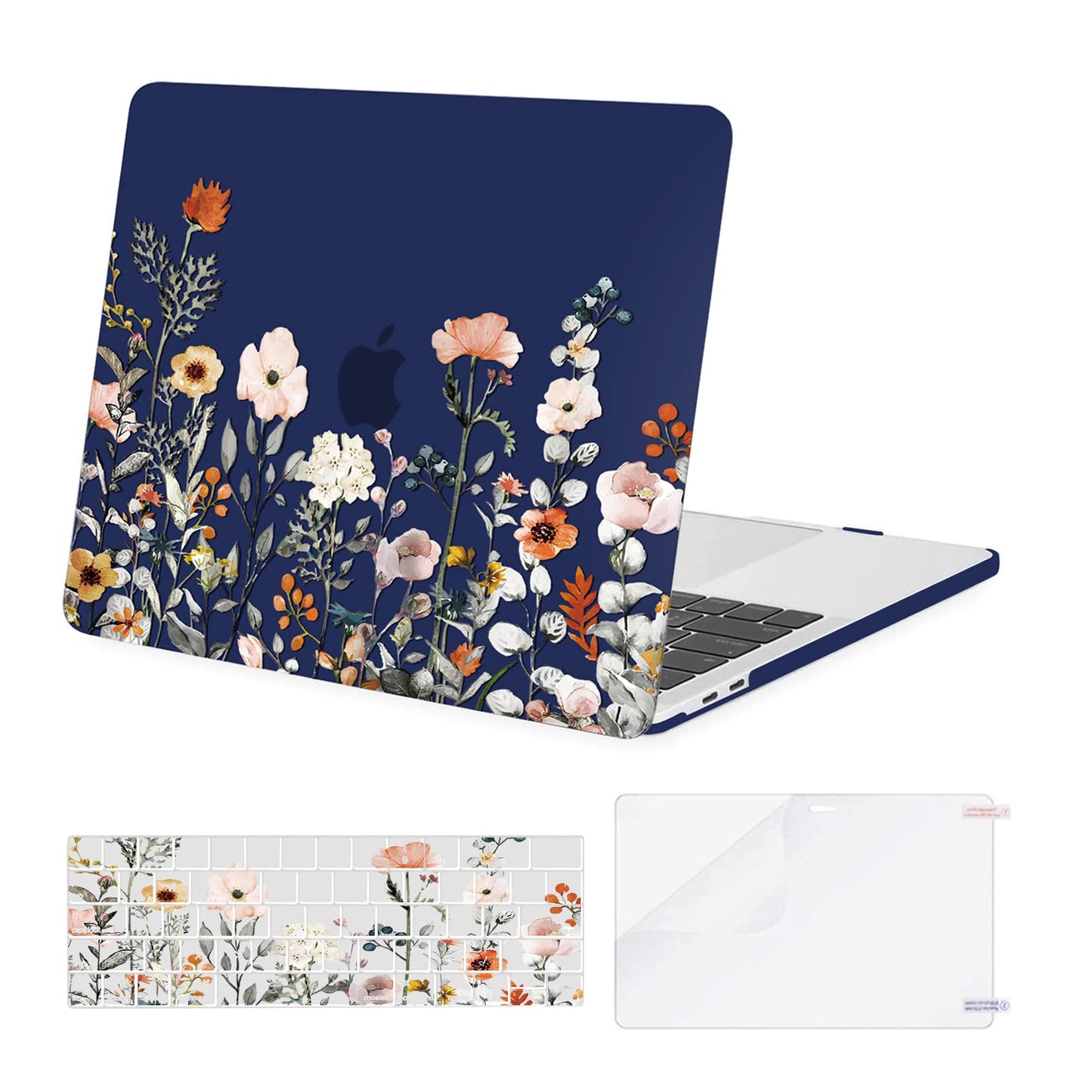 MOSISO Compatible with MacBook Pro 13 inch Case 2025, 2024, 20223-2016 M2 M1 A2338 A2251 A2289 A2159 A1989 A1708 A1706, Plastic Garden Flowers Hard Case&Keyboard Cover&Screen Protector, Pink