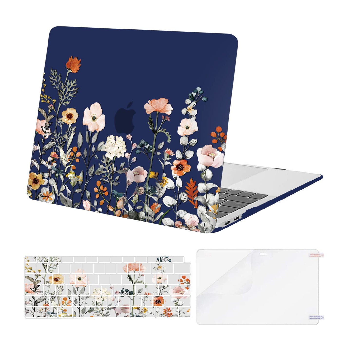 MOSISO Compatible with MacBook Air 13 inch Case 2022 2021 2020 2019 2018 Release A2337 M1 A2179 A1932 Retina Display, Plastic Garden Flowers Hard Shell&Keyboard Cover&Screen Protector, Transparent