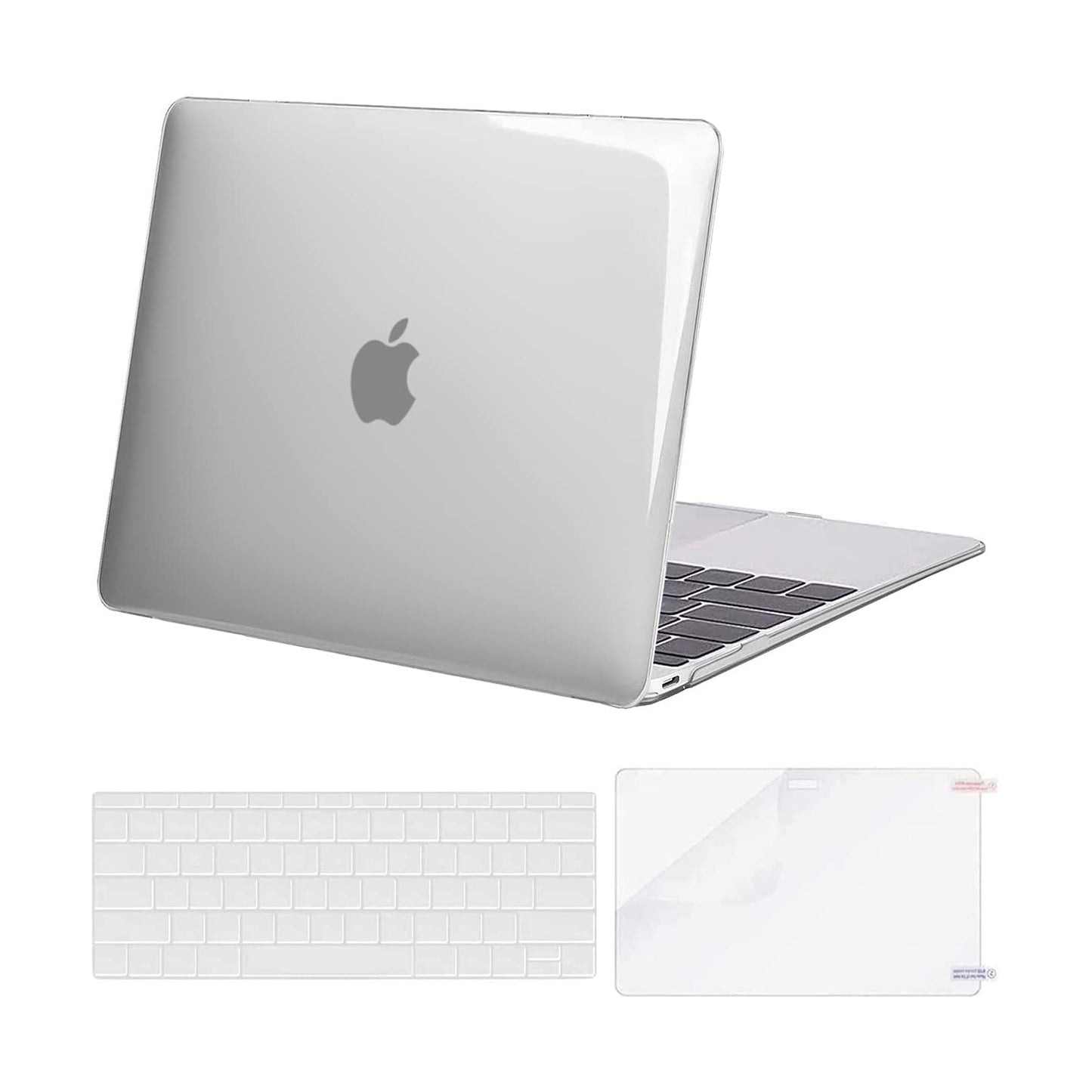 MOSISO Plastic Hard Shell Case & Keyboard Cover Skin & Screen Protector Compatible with MacBook 12 inch with Retina Display (Model A1534, Release 2017 2016 2015), Crystal Clear