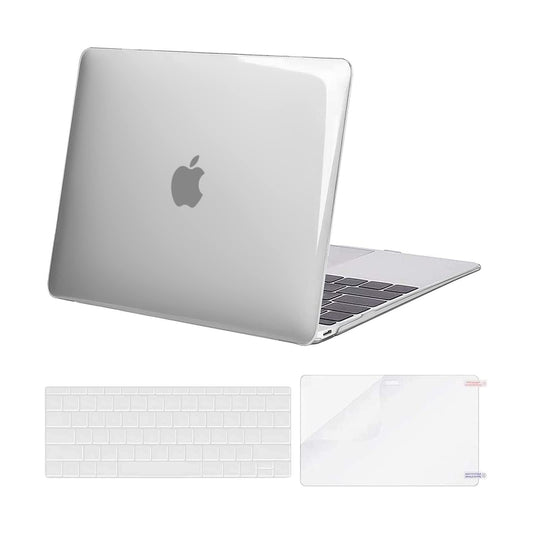 MOSISO Plastic Hard Shell Case & Keyboard Cover Skin & Screen Protector Compatible with MacBook 12 inch with Retina Display (Model A1534, Release 2017 2016 2015), Crystal Clear