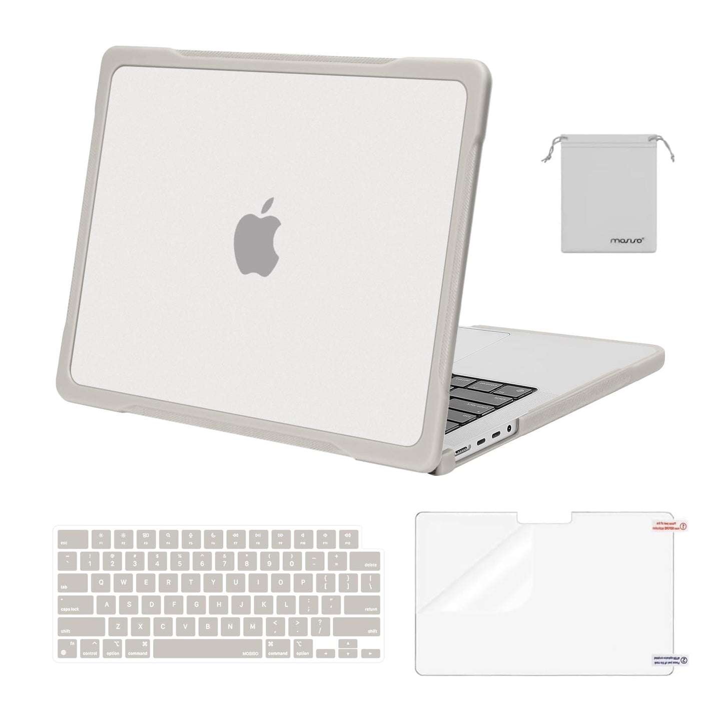 MOSISO Compatible with MacBook Pro 14 inch Case 2025-2021 M4 M3 M2 M1 A3112 A3185 A3401 A2918 A2992 A2779 A2442, Soft TPU Bumper Anti-Scratch Hard Case&Keyboard Skin&Screen Film&Pouch, Black