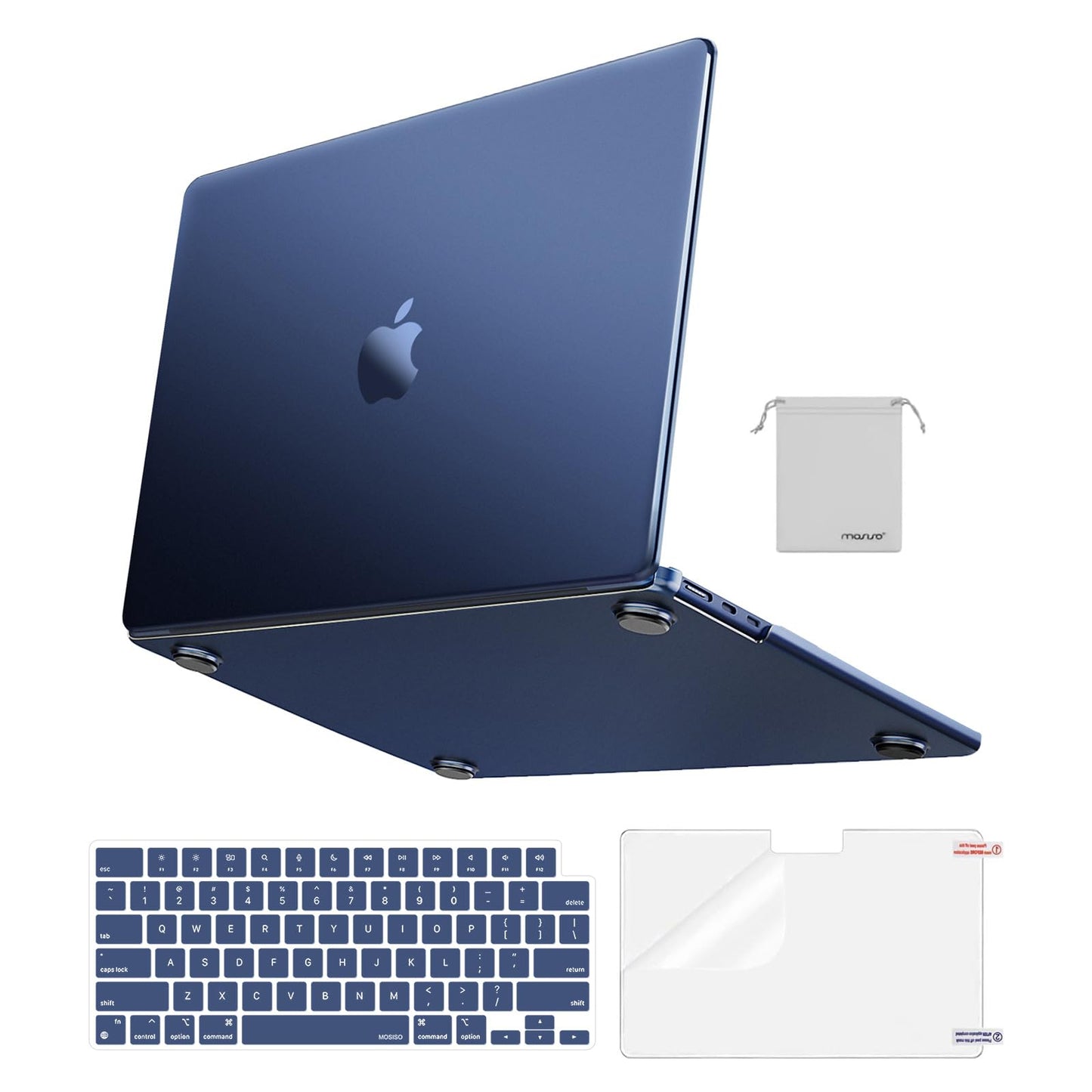 MOSISO Compatible with MacBook Air 13 inch Case 2025 2024 2023 2022 M4 A3240 M3 A3113 M2 A2681, Ultra-Thin Natural Original Hard Shell&Matching Color Keyboard Cover&Screen Film&Pouch, Starlight Clear