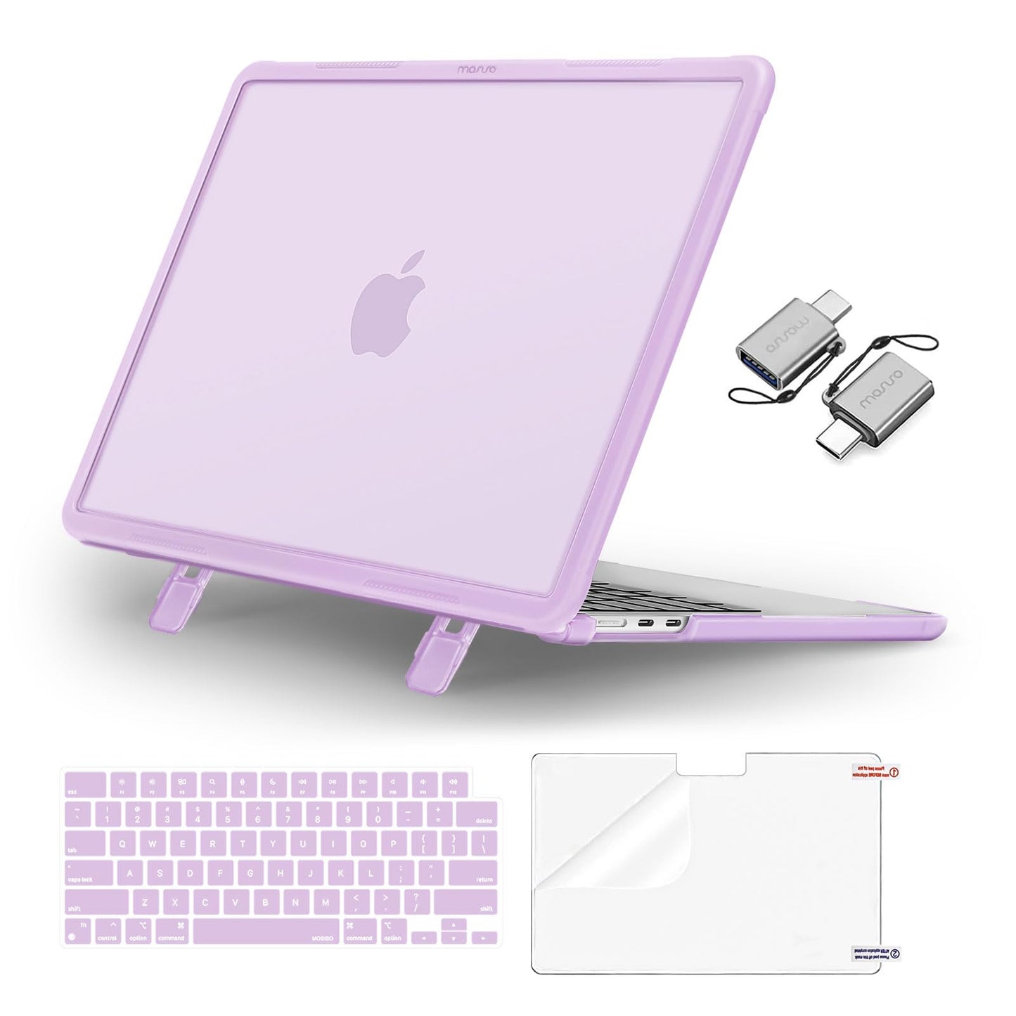 MOSISO Compatible with MacBook Air 13 inch Case 2025 2024 2023 2022 M4 A3240 M3 A3113 M2 A2681, Heavy Duty Hard Case with Kickstand&Keyboard Cover&Screen Film&Type C for MacBook Air 13.6, Pink